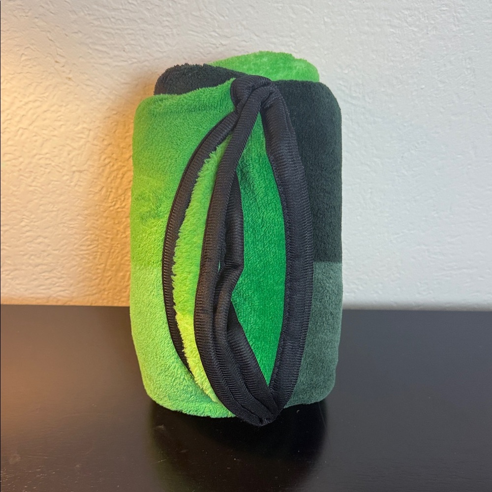 Green and Black Plush Blanket